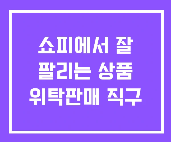 쇼피에서 잘 팔리는 상품 위탁판매 직구