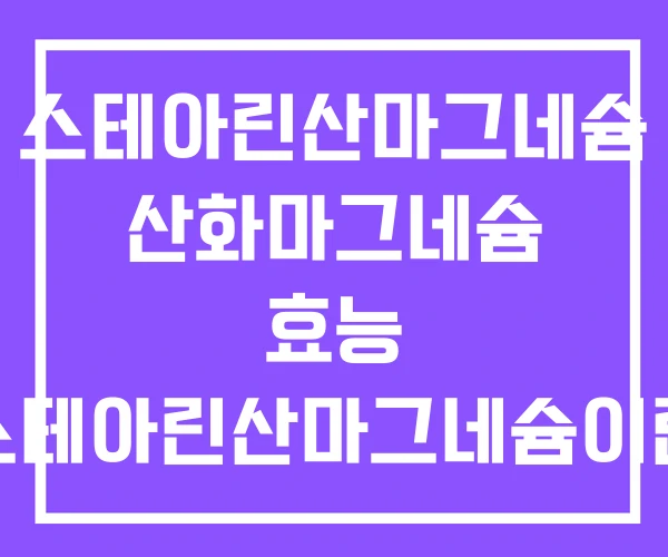 스테아린산마그네슘 산화마그네슘 효능 스테아린산마그네슘이란 스테아린산마그네슘 산화마그네슘 효능 스테아린산마그네슘이란