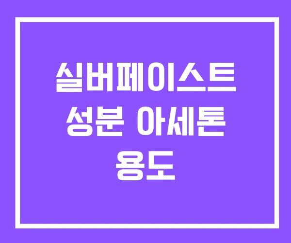 실버페이스트 성분 아세톤 용도
