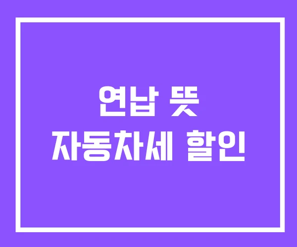 연납 뜻 자동차세 할인 연납 뜻 자동차세 할인