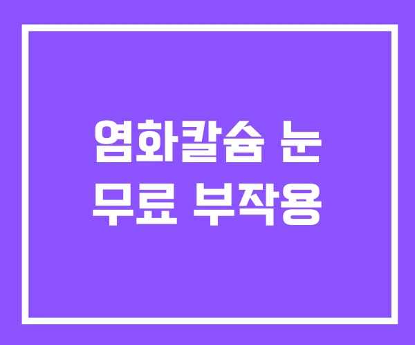 염화칼슘 눈 무료 부작용 염화칼슘 눈 무료 부작용