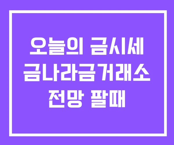 오늘의 금시세 금나라금거래소 전망 팔때