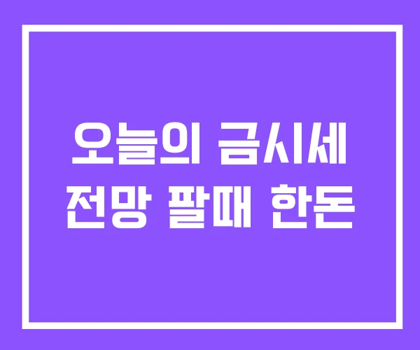 오늘의 금시세 전망 팔때 한돈 오늘의 금시세 전망 팔때 한돈