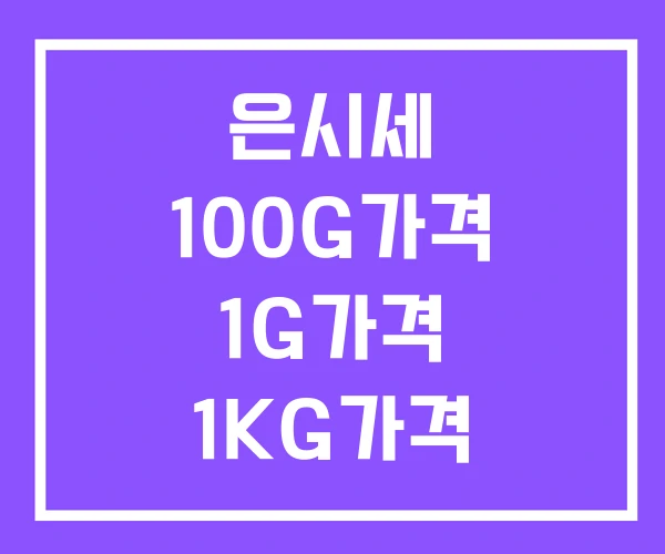은시세 100G가격 1G가격 1KG가격