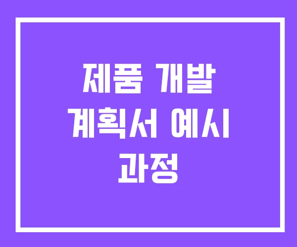 제품 개발 계획서 예시 과정