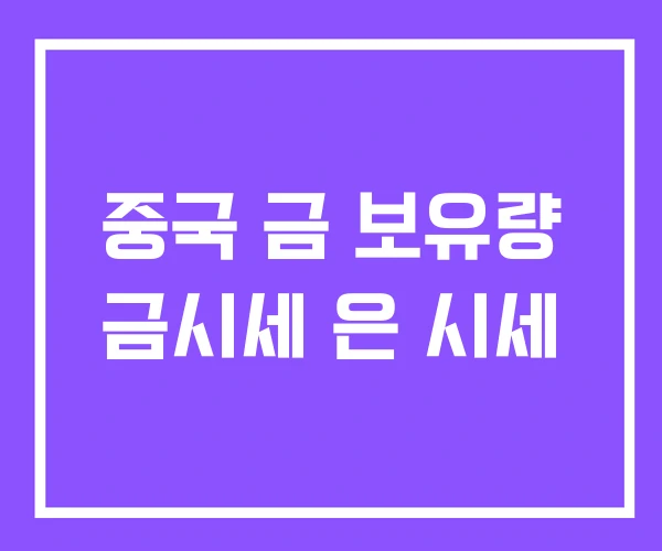 중국 금 보유량 금시세 은 시세