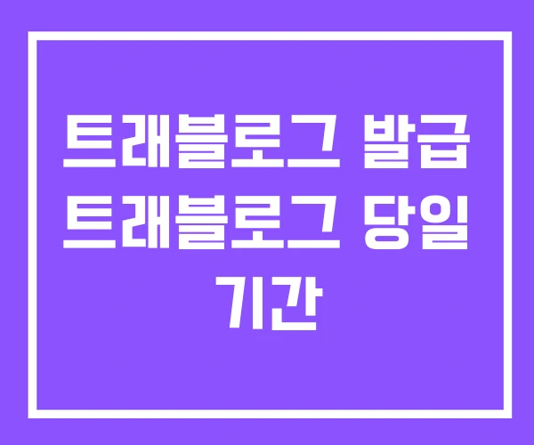 트래블로그 발급 트래블로그 당일 기간