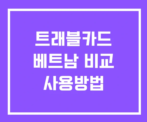 트래블카드 베트남 비교 사용방법 트래블카드 베트남 비교 사용방법