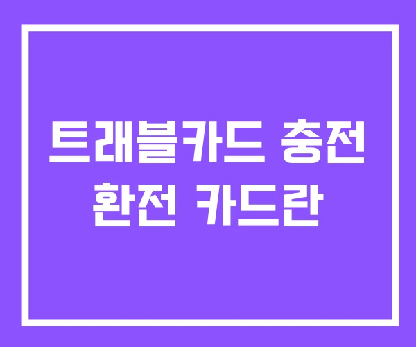트래블카드 충전 환전 카드란 트래블카드 충전 환전 카드란