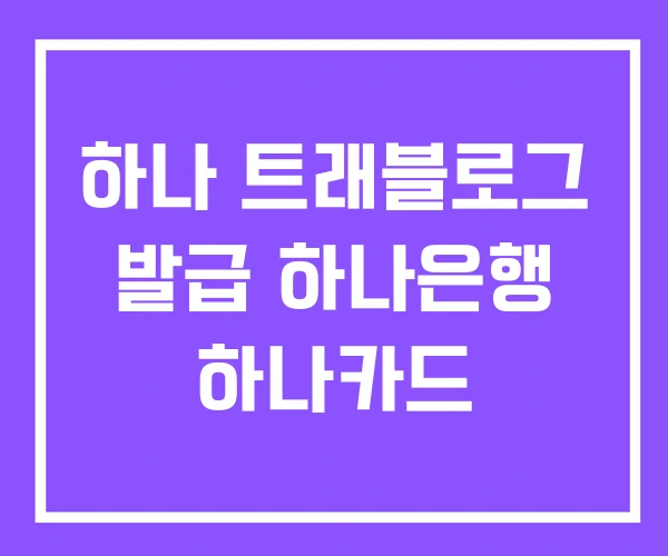 하나 트래블로그 발급 하나은행 하나카드 하나 트래블로그 발급 하나은행 하나카드