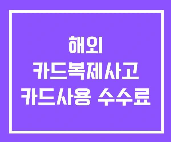 해외 카드복제사고 카드사용 수수료 해외 카드복제사고 카드사용 수수료