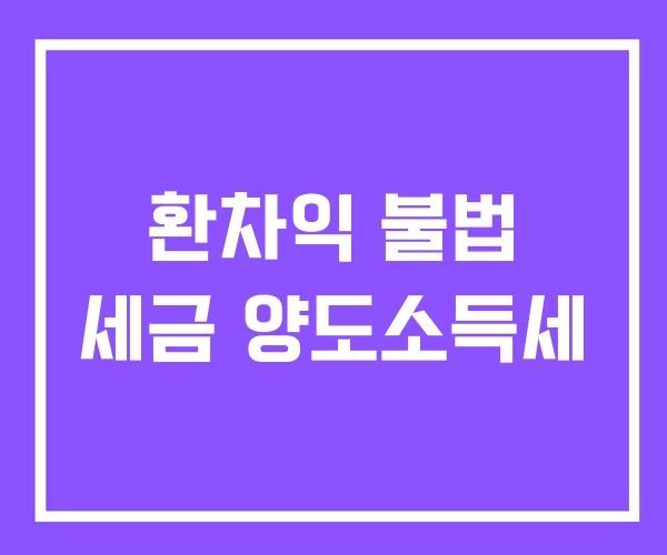 환차익 불법 세금 양도소득세