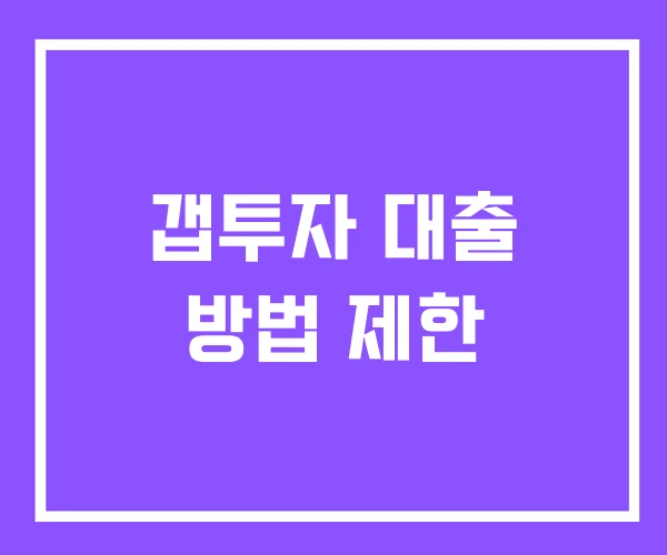 갭투자 대출 방법 제한