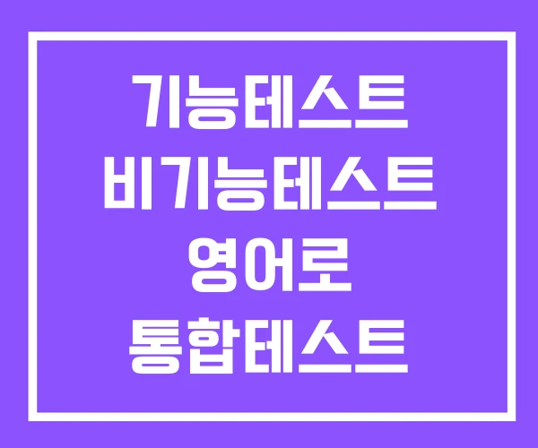 기능테스트 비기능테스트 영어로 통합테스트