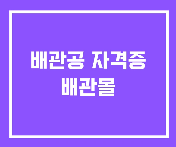배관공 자격증 배관몰
