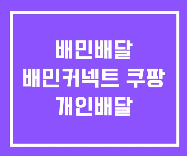 배민배달 배민커넥트 쿠팡 개인배달