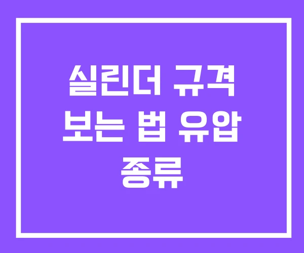 실린더 규격 보는 법 유압 종류
