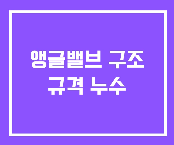 앵글밸브 구조 규격 누수