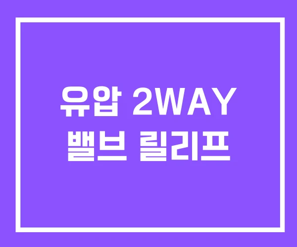 유압 2WAY 밸브 릴리프