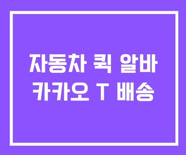 자동차 퀵 알바 카카오 T 배송