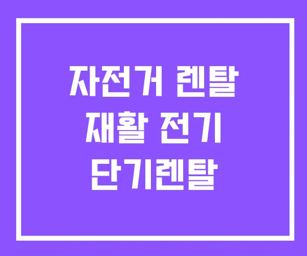 자전거 렌탈 재활 전기 단기렌탈