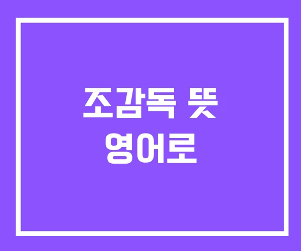 조감독 뜻 영어로