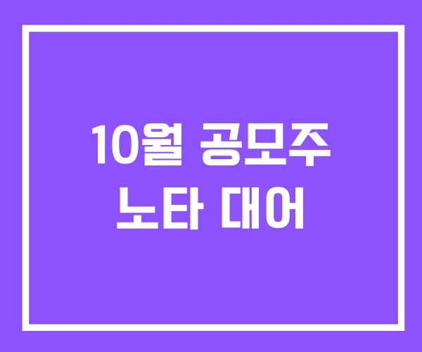 10월 공모주 노타 대어 10월 공모주 노타 대어