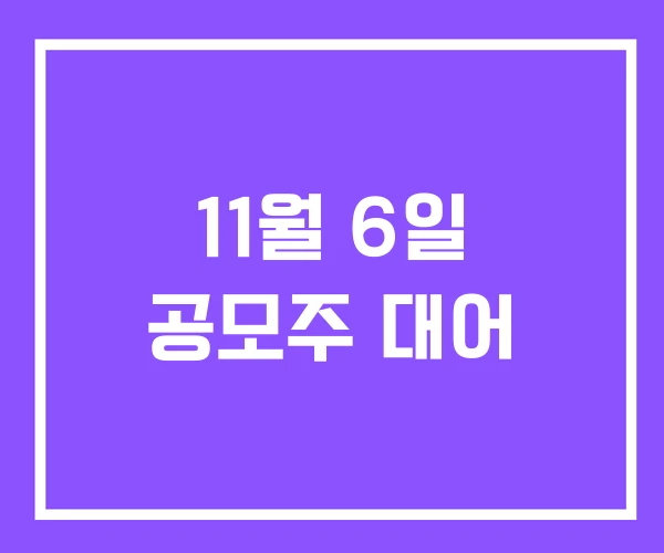 11월 6일 공모주 대어 11월 6일 공모주 대어