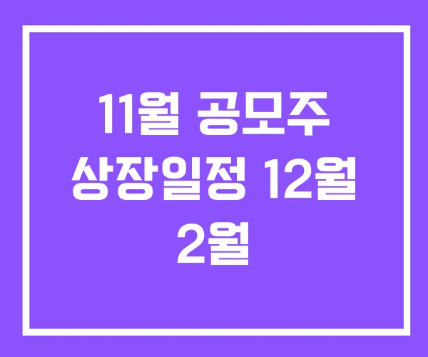 11월 공모주 상장일정 12월 2월 11월 공모주 상장일정 12월 2월