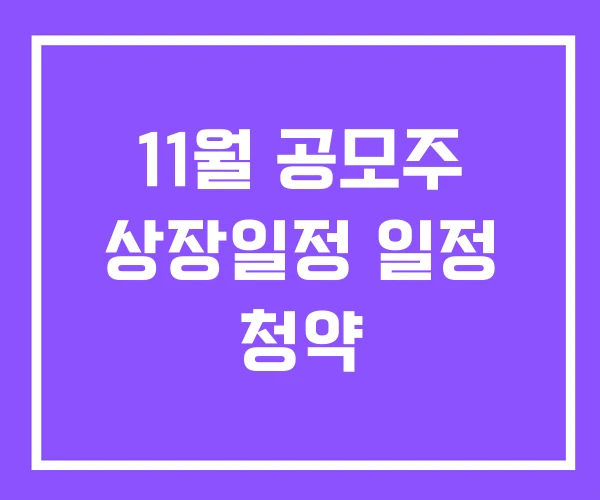 11월 공모주 상장일정 일정 청약 11월 공모주 상장일정 일정 청약