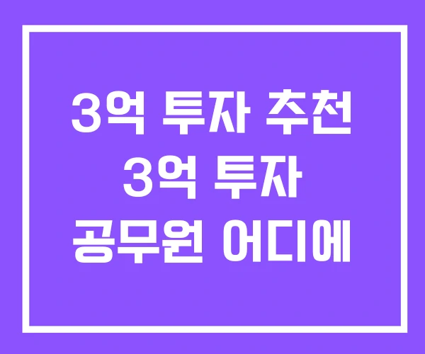 3억 투자 추천 3억 투자 공무원 어디에 3억 투자 추천 3억 투자 공무원 어디에