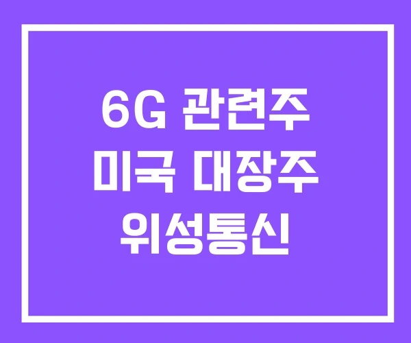 6G 관련주 미국 대장주 위성통신