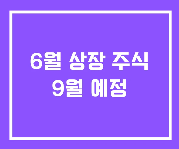 6월 상장 주식 9월 예정