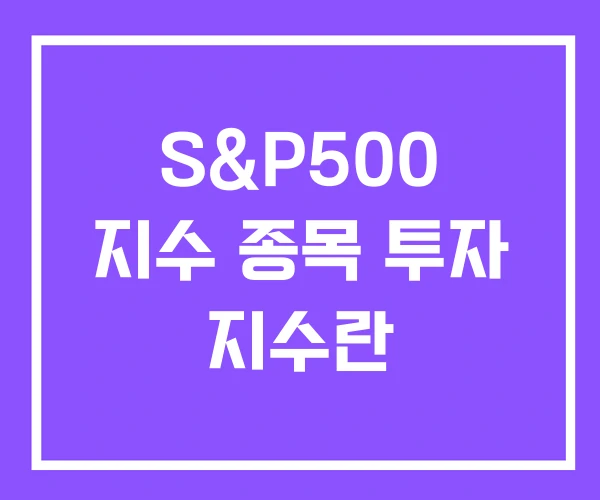 S&P500 지수 종목 투자 지수란 S&P500 지수 종목 투자 지수란