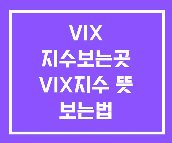 VIX 지수보는곳 VIX지수 뜻 보는법