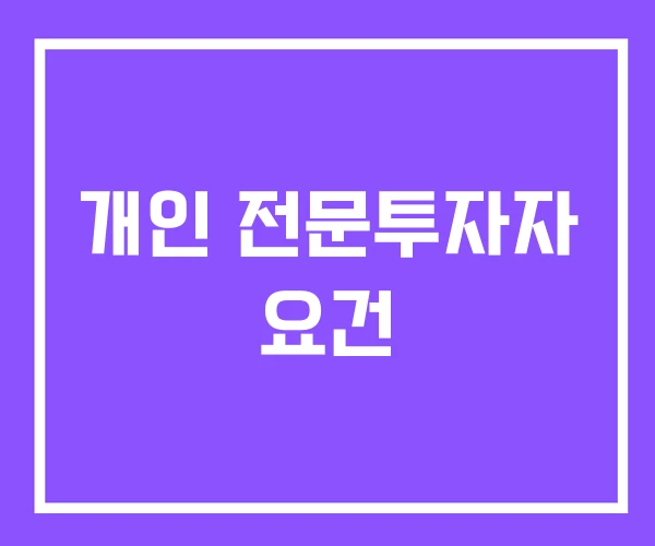 개인 전문투자자 요건