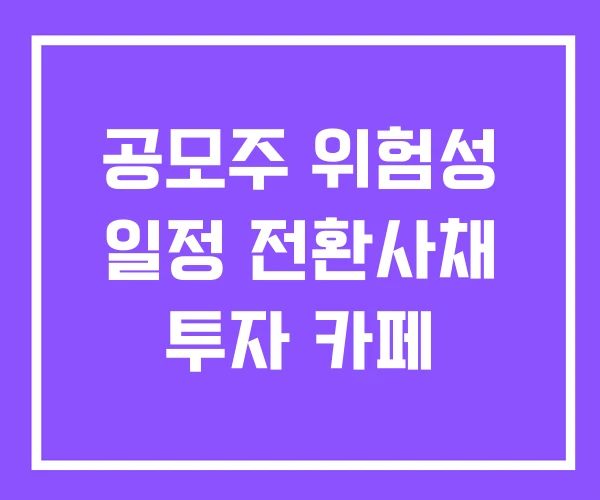 공모주 위험성 일정 전환사채 투자 카페 공모주 위험성 일정 전환사채 투자 카페