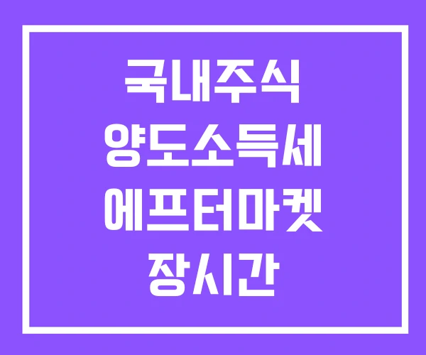 국내주식 양도소득세 에프터마켓 장시간