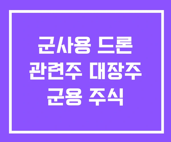 군사용 드론 관련주 대장주 군용 주식 군사용 드론 관련주 대장주 군용 주식