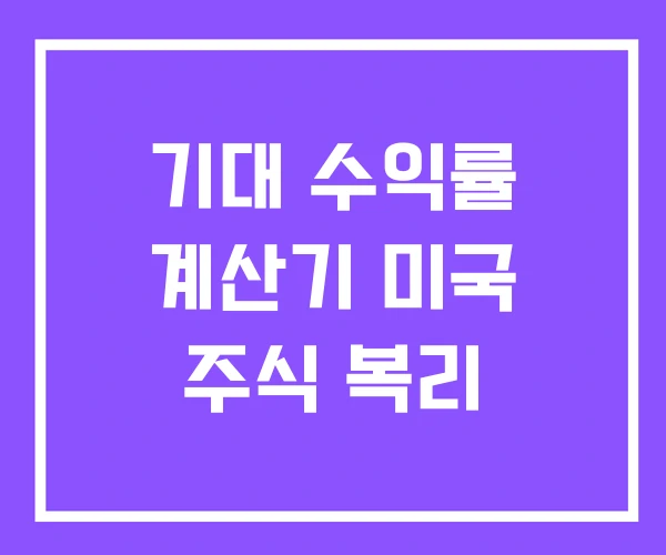 기대 수익률 계산기 미국 주식 복리