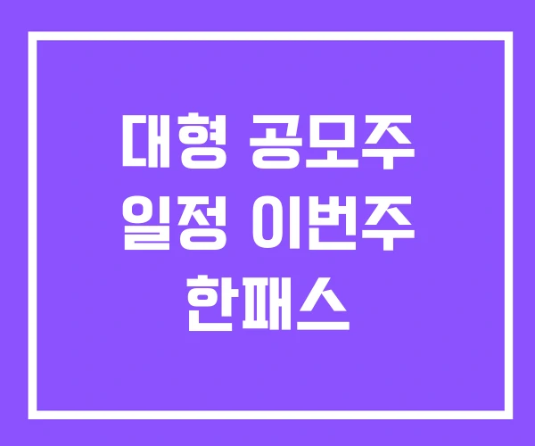 대형 공모주 일정 이번주 한패스 대형 공모주 일정 이번주 한패스