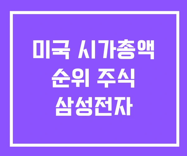 미국 시가총액 순위 주식 삼성전자