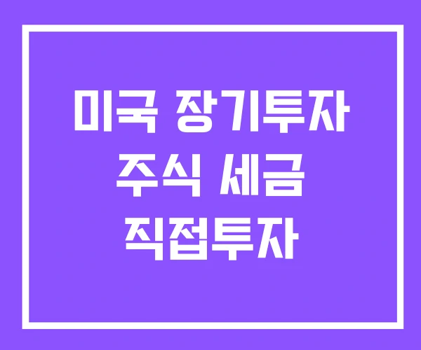 미국 장기투자 주식 세금 직접투자