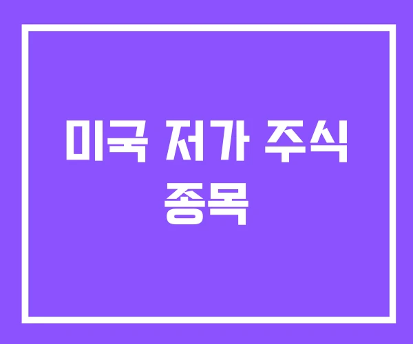 미국 저가 주식 종목
