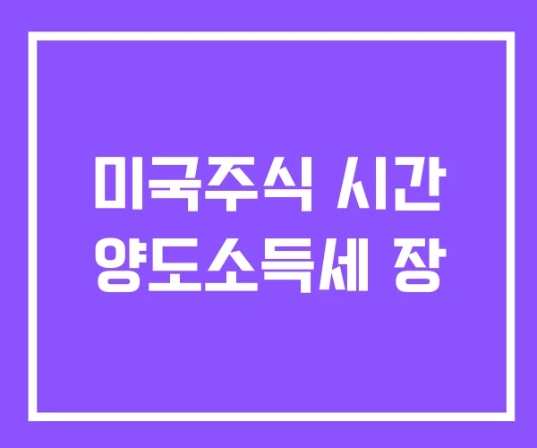 미국주식 시간 양도소득세 장