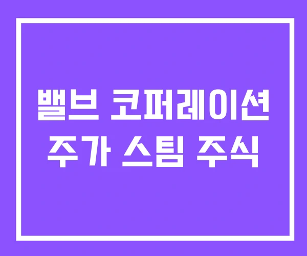 밸브 코퍼레이션 주가 스팀 주식 밸브 코퍼레이션 주가 스팀 주식
