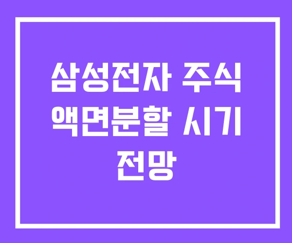 삼성전자 주식 액면분할 시기 전망 삼성전자 주식 액면분할 시기 전망