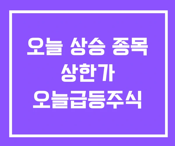 오늘 상승 종목 상한가 오늘급등주식