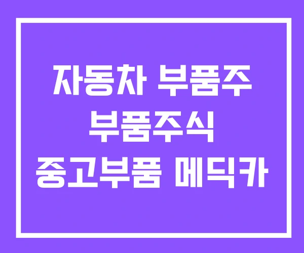 자동차 부품주 부품주식 중고부품 메딕카 자동차 부품주 부품주식 중고부품 메딕카