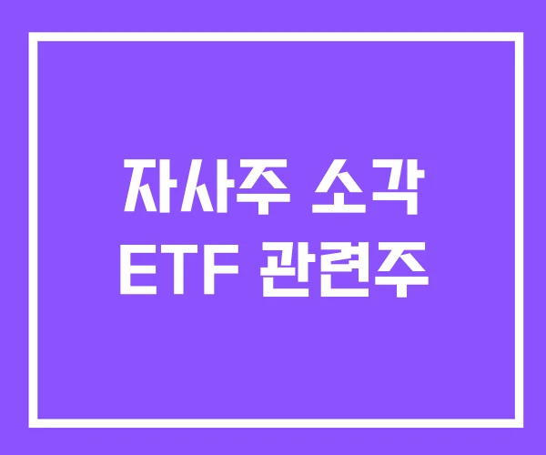자사주 소각 ETF 관련주
